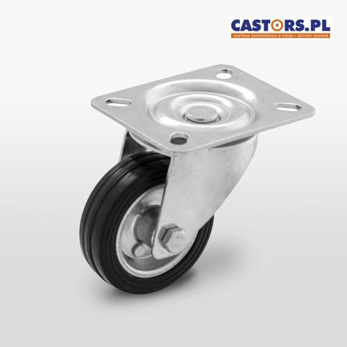 WYPRZEDAŻ - Kółko transportowe obrotowe metalowo-gumowe 125 mm LO-CKPW-SG 125W  koło metalowo-gumowe stalowa piasta  Nośność 100 kg / 125mm / wałeczkowe