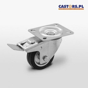 WYPRZEDAŻ - Kółko transportowe obrotowe z hamulcem metalowo-gumowe 100 mm LO-CKPW-SG 100W-HC  koło metalowo-gumowe stalowa piasta  Nośność 70 kg / 100mm / wałeczkowe