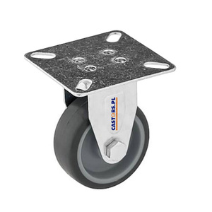 Małe kółko stałe 50mm TPA-TPA 50S z szarą gumą piasta polipropylen Nośność 40 kg / 50mm/ ślizgowe