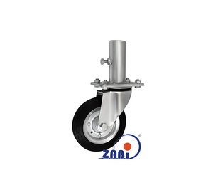 Kółko do rusztowań metalowo-gumowe 160mm z rurą 42mm w obudowie skrętnej CAST-ZAB-ZR42/42