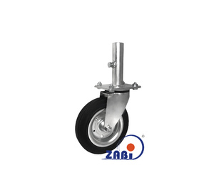 Kółko do rusztowań metalowo-gumowe 200mm z rurą 35mm w obudowie skrętnej CAST-ZAB-ZR62/35