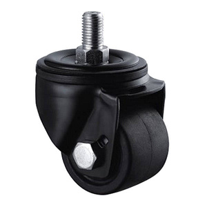 Małe kółko transportowe obrotowe trzpień M16 50mm CASTZNY-8-50 przemysłowe poliuretanowe czarne skrętne transportowe do dużych obciążeń z trzpieniem