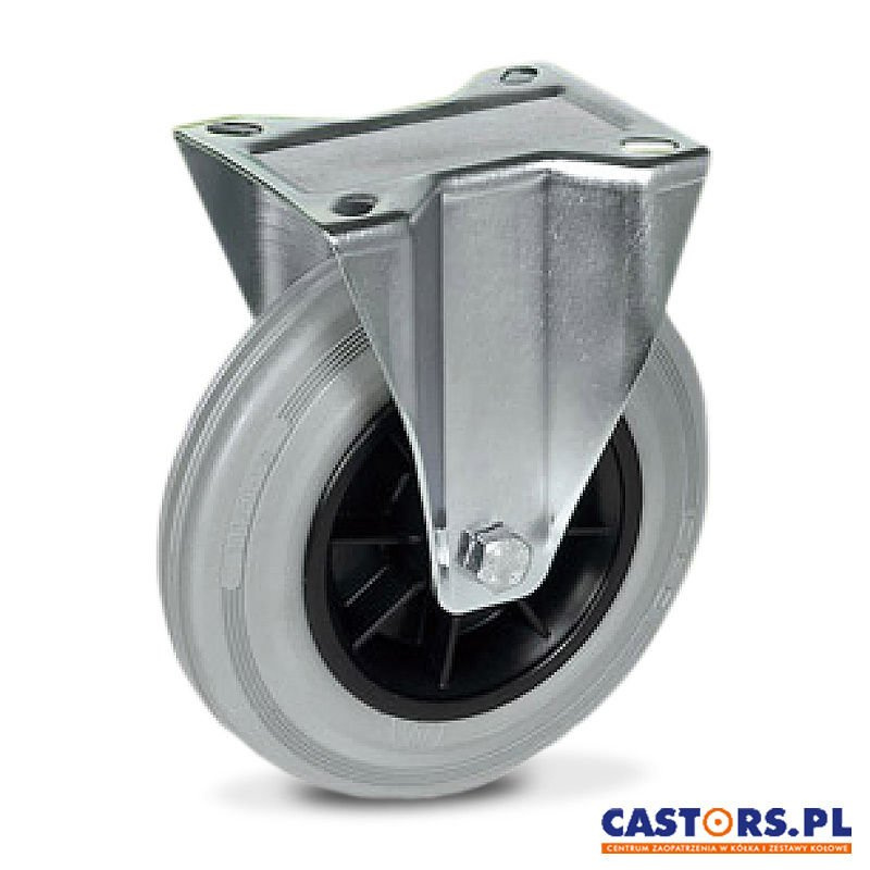 Zestaw kołowy nierdzewny stały TPX-PG 125XS-SG gumowa opona / polipropylenowa piasta / Nośność 130 kg / 125 mm / ślizgowe