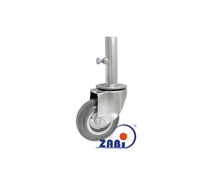 Kółko do rusztowań metalowo-gumowe 125mm z rurą obudowa skrętna CAST-ZAB-ZR22S