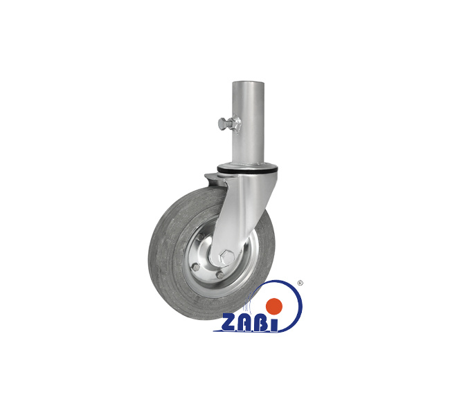  Kółko do rusztowań metalowo-gumowe 200mm z rurą ø42mm obudowa skrętna ZR62NSW