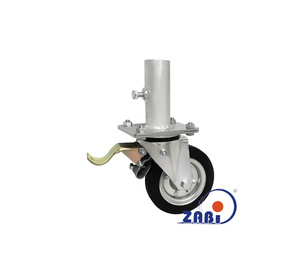 Kółko do rusztowań metalowo-gumowe 160mm z rurą 42mm w obudowie skrętnej z hamulcem CAST-ZAB-ZR45H/42