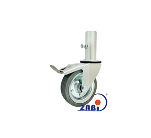 Kółko do rusztowań metalowo-gumowe 160mm z rurą 42mm w obudowie skrętnej z hamulcem CAST-ZAB-ZR45NSWH