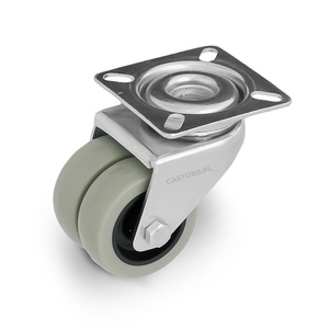 WYPRZEDAŻ OUTLET  Podwójne kółko meblowe LOPDA-PU 50S Oponka poliuretanowa 100 kg / 50mm / ślizgowe / mocowanie płytka