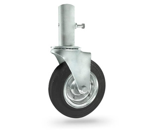 Kółko do rusztowań metalowo-gumowe 200mm z rurą 42mm w obudowie skrętnej CAST-ZAB-ZR62NW