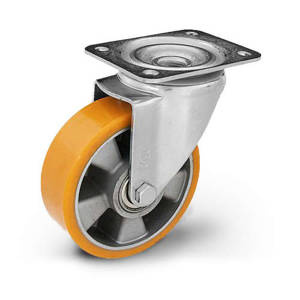 500 kg Koło transportowe przemysłowe skrętne 160mm CASTKPM-ALPU 160K z kołem z nalewanym bieżnikiem poliuretanowym 500/1500 kg