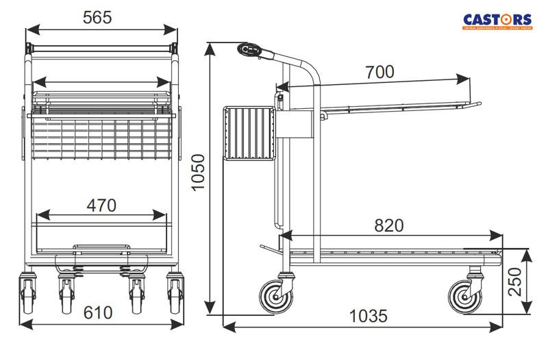 WÓZEK TRANSPORTOWY VARIO WTP-3KP (z koszem i półką)