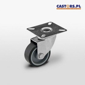 Zestaw kołowy skrętny KPA-TPA 50S z szarą gumą piasta polipropylen Nośność 40 kg / 50mm/ ślizgowe