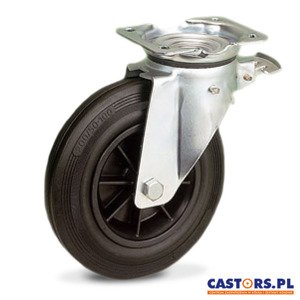 Zestaw kołowy skrętny z hamulcem KP-PG 160W-HC piasta polipropylen / gumowa opona / wałeczkowe / 200 kg