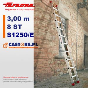 Drabina Aluminiowa Przystawna FARAONE 150.1 TYP S1250/E - 8 stopni - max. wysokość 3,00 m