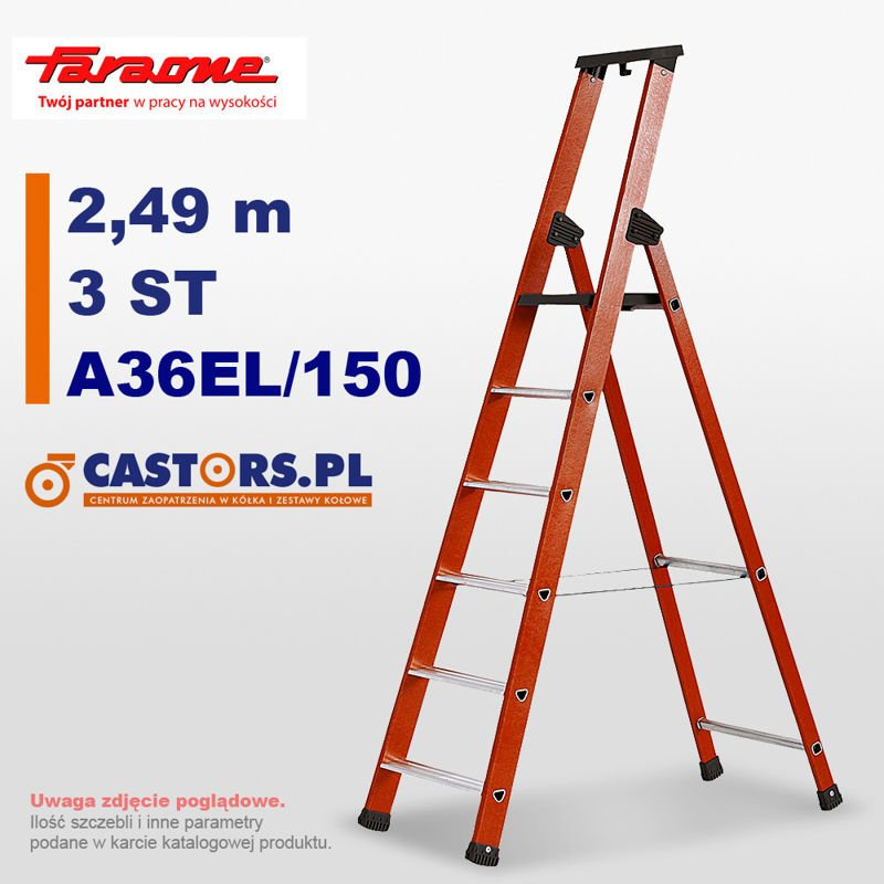 Drabina dielektryczna CASTMAG rozkładana Electrika A36EL/150 - 3 stopni - 2,49 m