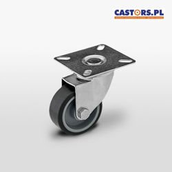 Zestaw kołowy skrętny KPA-TPA 50S z szarą gumą piasta polipropylen Nośność 40 kg / 50mm/ ślizgowe