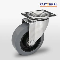 Zestaw kołowy skrętny KPE-POGES 200K z kołem gumowym piasta poliamid. Nośność 350 kg / 200mm/ kulkowe
